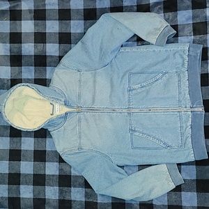 The Rail. Denim SHERPA-Lined Full-zip Hooded jacket. Unisex size Large